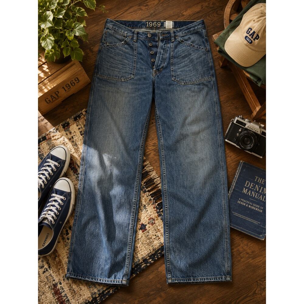 Vintage 2005 Gap 1969 Jeans Men’s 33x32 Button Fly Carpenter Workwear Denim
